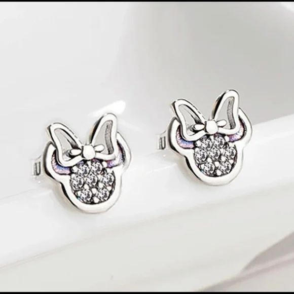 925 SILVER AND ZIRCONIA MINNIE MOUSE EARRINGS - Picture 2 of 8
